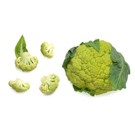 colored cauliflower path isolated on white top view