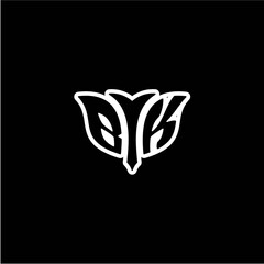 B K Initials bow arrow, simple modern minimalist design. black and white.