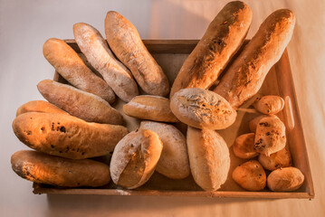 Italian bread, different types of loaves of Italian regions