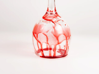 Wine dirty glass on the white background