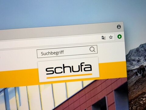 Berlin, Germany - September 22, 2018: Website of Schufa Holding AG, a German protection company for general creditworthiness (German: Schutzgemeinschaft für allgemeine Kreditsicherung).
