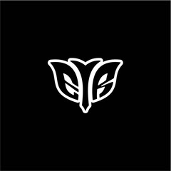 E R Initials bow arrow, simple modern minimalist design. black and white.