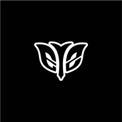 E Z Initials bow arrow, simple modern minimalist design. black and white.