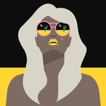 Woman wearing sunglasses in the desert