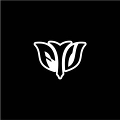 F V Initials bow arrow, simple modern minimalist design. black and white.