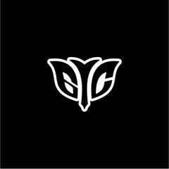 G C Initials bow arrow, simple modern minimalist design. black and white.