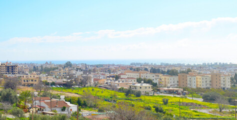 Fototapeta na wymiar Paphos panoramic skyline city Cyprus