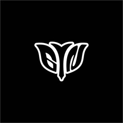 G N Initials bow arrow, simple modern minimalist design. black and white.