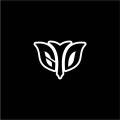 Naklejka premium G O Initials bow arrow, simple modern minimalist design. black and white.