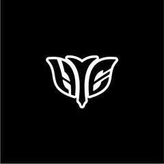 H E Initials bow arrow, simple modern minimalist design. black and white.