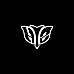 H Z Initials bow arrow, simple modern minimalist design. black and white.