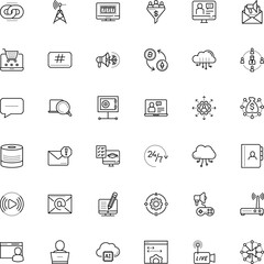 internet vector icon set such as: rays, hashtag, 24h, cross, signal, loudspeaker, gambling, feed, avatar, crypto, prohibited, 7, switch, magnifier, circle, questionnaire, freelance, sales, hode