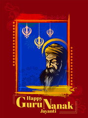 illustration of Happy Gurpurab, Guru Nanak Jayanti festival of Sikh celebration background