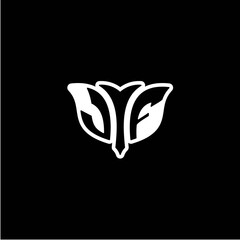 J F Initials bow arrow, simple modern minimalist design. black and white.