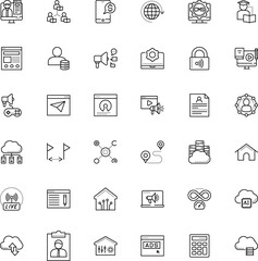 internet vector icon set such as: marker, emblem, blog, tutorial, path, webinar, ui, success, gamer, frame, code, artificial, sale, linear, e learning and education, source, window, employment