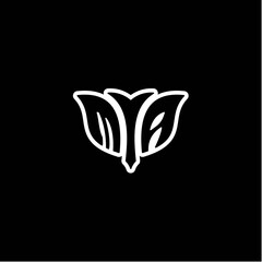 Naklejka premium M A Initials bow arrow, simple modern minimalist design. black and white.