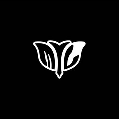 M L Initials bow arrow, simple modern minimalist design. black and white.