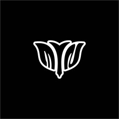 M N Initials bow arrow, simple modern minimalist design. black and white.