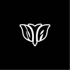 N A Initials bow arrow, simple modern minimalist design. black and white.