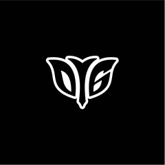 O G Initials bow arrow, simple modern minimalist design. black and white.