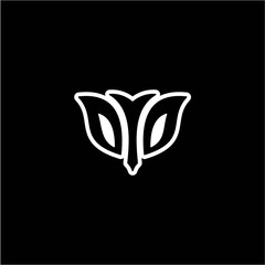 O O Initials bow arrow, simple modern minimalist design. black and white.