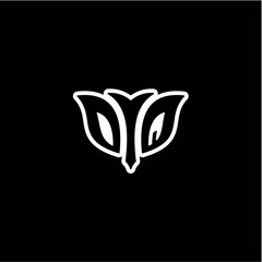 O Q Initials bow arrow, simple modern minimalist design. black and white.