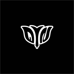 Q N Initials bow arrow, simple modern minimalist design. black and white.