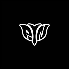 R N Initials bow arrow, simple modern minimalist design. black and white.