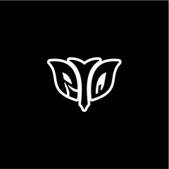 Naklejka premium R Q Initials bow arrow, simple modern minimalist design. black and white.