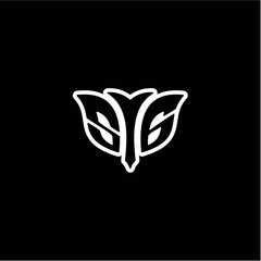 S G Initials bow arrow, simple modern minimalist design. black and white.