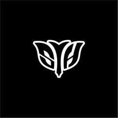 S H Initials bow arrow, simple modern minimalist design. black and white.