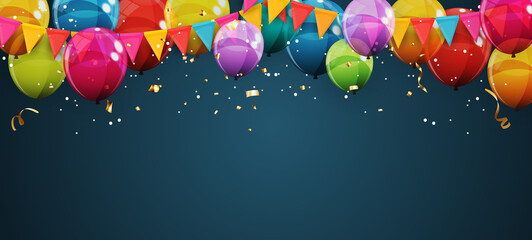 Abstract Holiday Background with Balloons. Can be used for advertisment, promotion and birthday card or invitation. Vector Illustration - obrazy, fototapety, plakaty