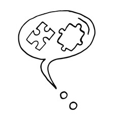 Thoughts, cloud. Communication. I think. Doodle style vector. Hand drawing.
