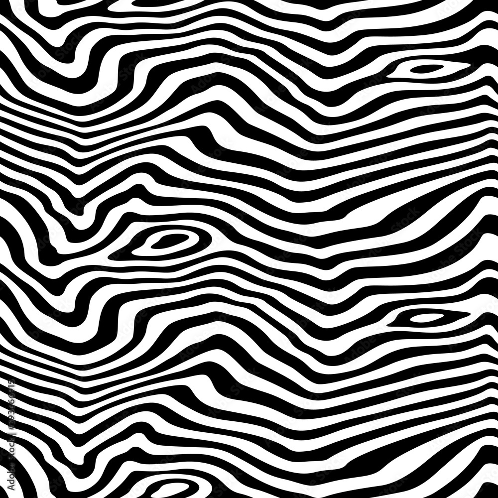 Leinwandbilder Vector Seamless Pattern with Zebra Print. Illustration with Optical Illusion. Exotic Wild Animalistic Texture. Minimalist Texture with Stripes and Waves