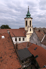 Fototapeta premium top view of the rooftops of the old town 