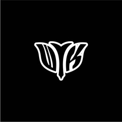 W K Initials bow arrow, simple modern minimalist design. black and white.