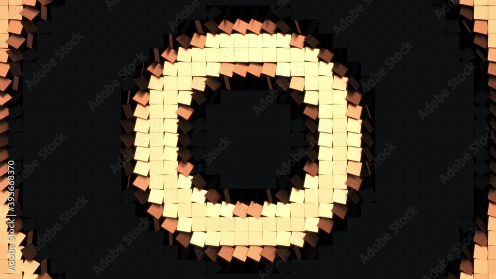 Poster surface of black tiles with animation loop of tiles flipping to the golden side following the radial