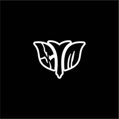 X M Initials bow arrow, simple modern minimalist design. black and white.