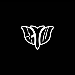 X W Initials bow arrow, simple modern minimalist design. black and white.