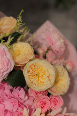 Flower composition. Macro photo. A Beautiful bouquet of fresh flowers.