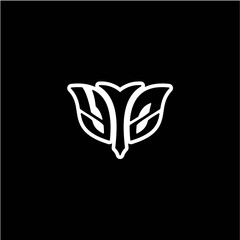 Y Z Initials bow arrow, simple modern minimalist design. black and white.