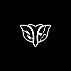 Z X Initials bow arrow, simple modern minimalist design. black and white.