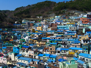 Fototapeta premium panoramic view of Busan Gamcheon Culture Village. popular attraction in South Korea