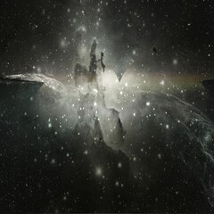 Obraz premium futuristic new world landscape based on torus shapes and bokeh multi colored layers