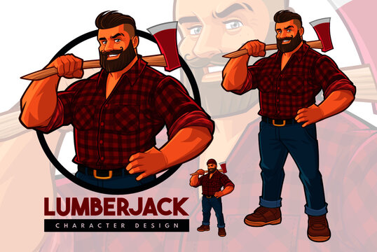 Lumberjack Mascot design Set