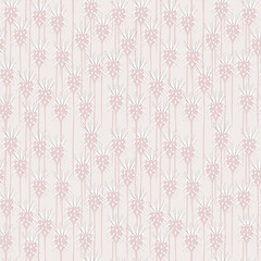 Vector floral seamless pattern. Abstract background with simple meadow flowers. Elegant ditsy texture. Subtle ornament in light pink and white color. Repeat design for print, textile, decor, wallpaper