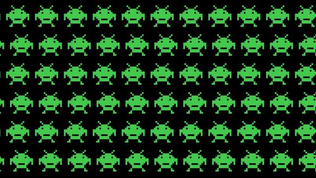 pixel monster animated background patterns.4K video.