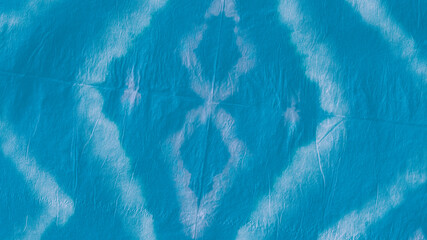 Blue Teal Ogee Design. Tie Dye Shibori. Paint  - obrazy, fototapety, plakaty