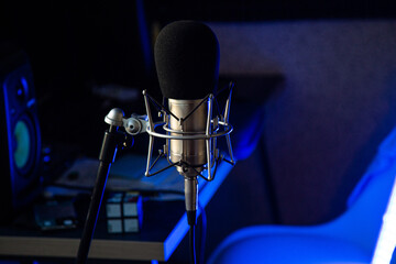 Professional Studio condenser microphone in blue
