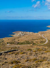 Fototapeta na wymiar A small settlement on the western coast of the island of Tinos, Cyclades, Greece